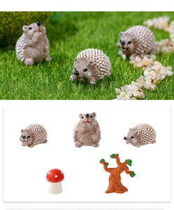 Kit hérisson miniature avec champignon et arbre pour aménagement de jardin de mousse