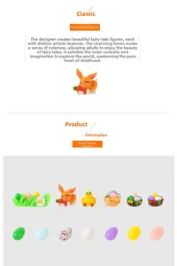 Miniature Easter set with bunny, chick, nest eggs and colorful resin figurines for DIY decor