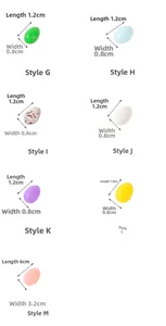 Detailed size specifications for colorful resin Easter egg miniature ornaments in various styles