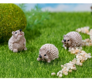 Lot de 3 figurines hérissons miniatures en résine pour micro-paysage et terrarium