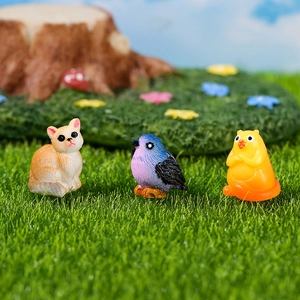 Miniatuur Hars Dierlijke Beeldjes Schattige Vos Blauwe Vogel Oranje Kat DIY Fee Tuin Ornamenten Bureau Decor Landschap Miniatuur