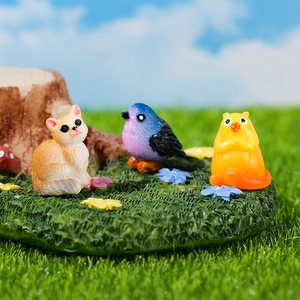 Miniatuur hars beeldjes kat vogel en vos voor DIY micro landschap tuin decoratie