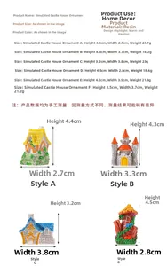 Tableau des tailles avec dimensions et poids des figurines de maison de fée en résine