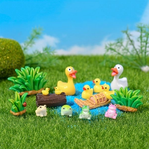 Hars Miniatuur Kikker Eend Waterplant Figuurtje Micro Landschap Ornament Voor DIY Tuin Succulent Aquarium Decoratie