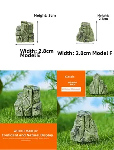 Detailweergave van hars miniatuur rotstuin met mostextuur voor landschapsarchitectuur