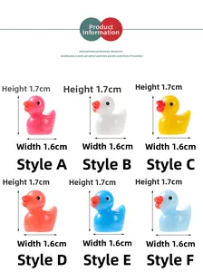Set of six colorful miniature resin ducks in pink, white, and blue for micro landscapes