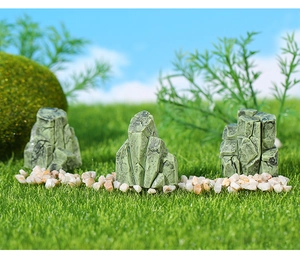 Three realistic resin rockery miniatures for aquarium and garden landscape decor