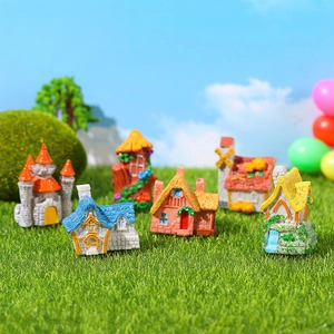 Ornement de Château de Maison Miniature en Résine Synthétique de Paysage Micro de Style Rural Européen pour la Décoration de Jardin
