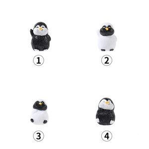 Set of four cute miniature penguin resin figurines for moss landscape and snow decor