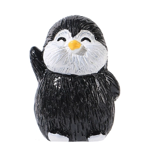 Cute resin penguin figurine with waving hand for moss micro landscape and desk decoration