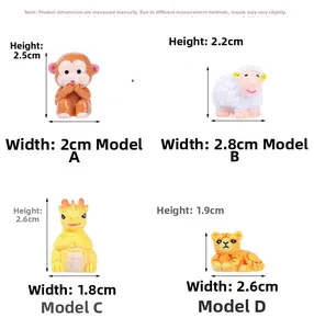 Set di figurine di animali in miniatura in resina con scimmia, pecora, drago e tigre