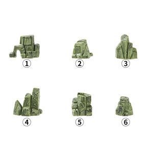 Set of 6 miniature resin landscape rocks with realistic textures for fairy gardens