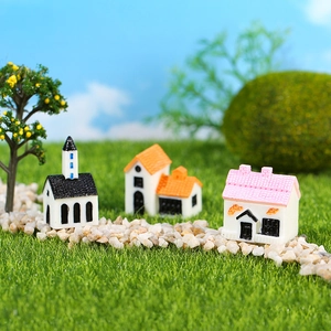 Miniature Resin Fairy Garden Houses European Villa Cottage Figurines For Succulent Pot DIY Micro Landscape Decoration