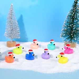 Miniature di Fenicottero e Anatra di Natale Con Cappello Rosso Ornamenti in Resina per Micro Paesaggio DIY Decorazione della Casa