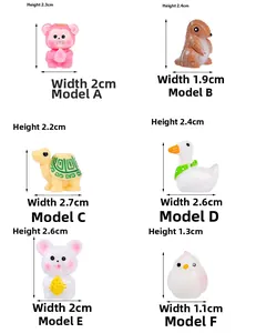 Detailed size specifications for miniature resin animal figurines in various styles and heights