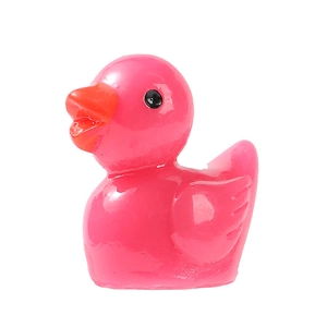 Miniature bright pink resin duck figurine for DIY landscape or desktop decoration