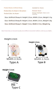 Tableau des tailles pour figurines de moutons miniatures en résine pour micro paysage