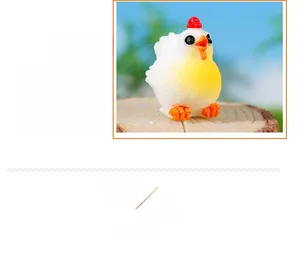 Detailed view of a miniature resin chicken figurine for DIY micro landscape terrariums