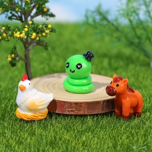 Figurines miniatures en résine de poule, serpent et cheval pour décoration de jardin
