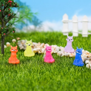 Set of five colorful miniature fox resin figurines for DIY micro landscape garden decor