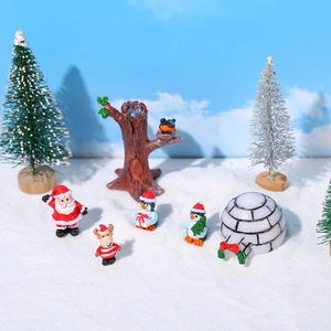 Harz Weihnachten Mikrolandschaft Dekofiguren Weihnachtsmann Pinguin Rentier Schneemann Baumstumpf Für Tischdeko
