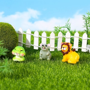 Miniaturas de animales del bosque en resina con león, serpiente y ratón para decorar jardines