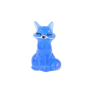Miniature blue translucent fox figurine for DIY micro landscape desktop decoration