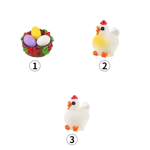 Miniature resin chicken and bird nest figurines for succulent micro landscape decor