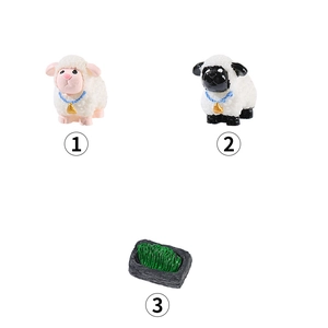 Miniature resin sheep figurines set for succulent decor and micro landscape desk ornaments