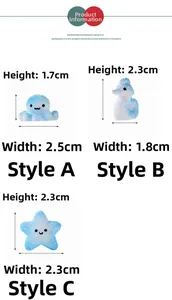 Detailed size specifications for resin octopus, seahorse, and starfish miniature ornaments
