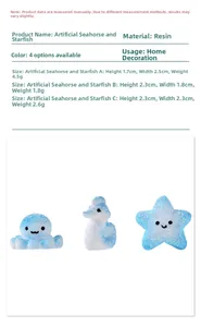 Detailed size and weight specs for blue resin starfish, seahorse, and octopus figurines