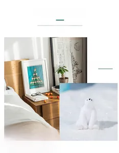 Polar bear figurine for home decor on a bedside table with a minimalist resin design