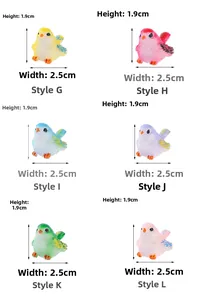 Figurines d'oiseaux miniatures en résine en six couleurs, hauteur précise 1,9 cm