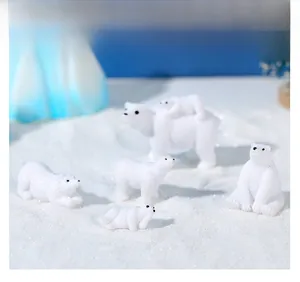 Miniature polar bear family figurines for succulent planters and cake decoration