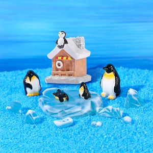 Mini Penguin Figurine Polar Animal Micro Landscape Resin Ice Cube Igloo Ornament DIY Fairy Garden Terrarium Desk Decor