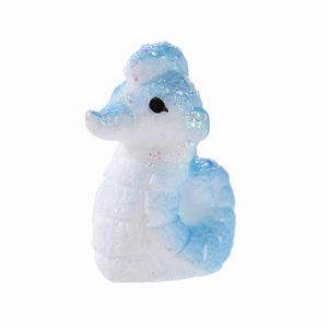 Miniature blue resin seahorse figurine with sparkling glitter for DIY crafts decoration
