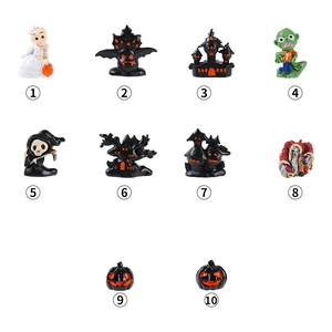 Set of 10 Halloween resin miniatures featuring ghosts, castles, and pumpkin figurines