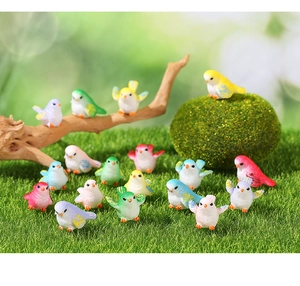 Variety of colorful miniature resin birds for succulent landscaping and garden decor