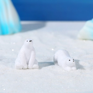Polar bear resin figurines set for succulent planters and micro landscape decoration