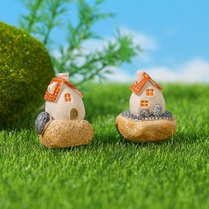 Miniature resin house cottage for fairy garden decor and micro landscape accessories