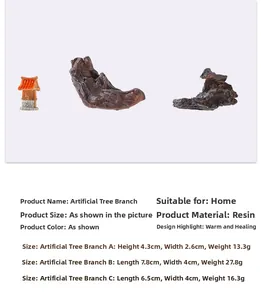 Detailed size specifications for resin artificial driftwood fish tank decor models