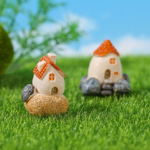 Miniature resin house figurines for micro landscape fairy garden decoration