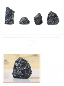 Close-up of durable resin landscape rock ornaments with realistic black and white textures