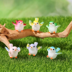 Mini Resin Bird Figurine Colorful Micro Landscape Ornament Cartoon Animal Model For Succulent Garden DIY Fairy Home Decoration