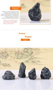 Close-up of handmade faux dark stones with natural white texture for micro landscape