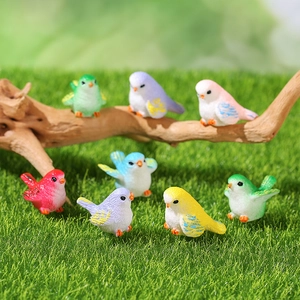 Colorful resin bird figurines for succulent pots and miniature garden landscape decor
