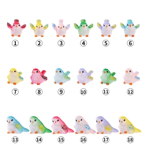 Set of 18 colorful resin miniature birds for succulent garden and micro landscape decor