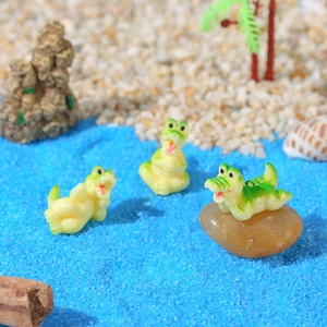 Three cute miniature resin crocodile figurines for succulent DIY landscape and garden decor