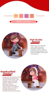 Detailed view of handmade resin wedding couple figures with smooth skin texture