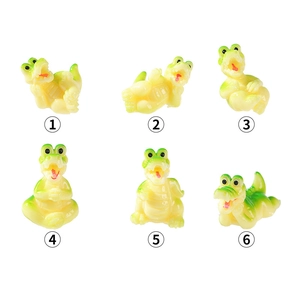 Set of six cute resin cartoon crocodiles in various playful poses for DIY miniature decor